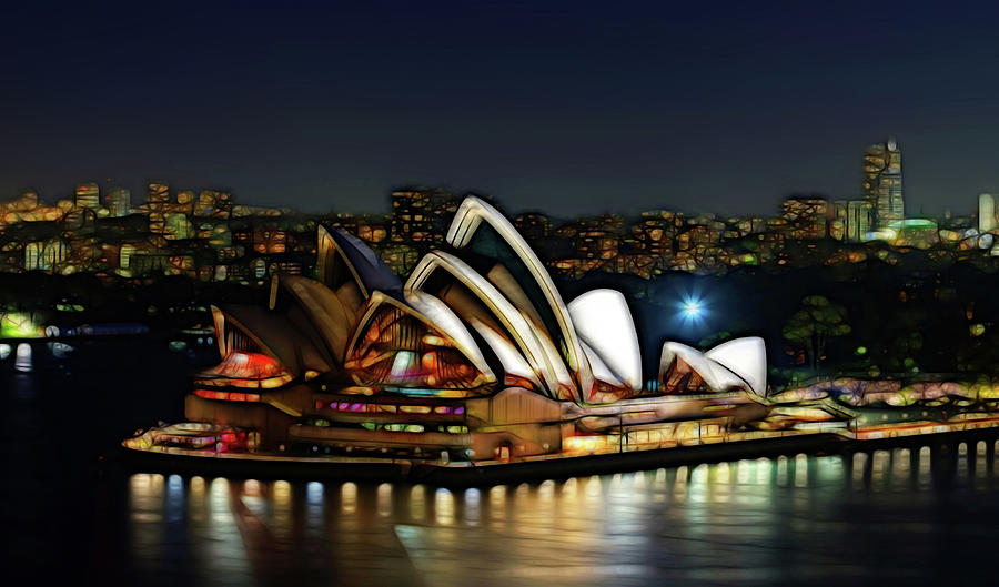 Architecture Photograph - Sydney Opera House Lights by Georgiana Romanovna
