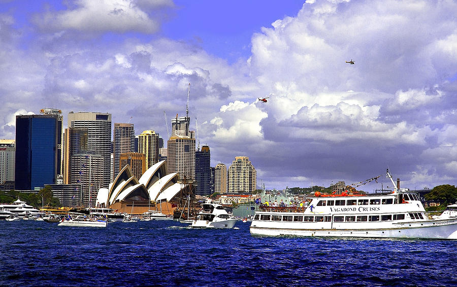 City Photograph - Sydney Opera House Surrounded  By Boats On Australian Day by Miroslava Jurcik