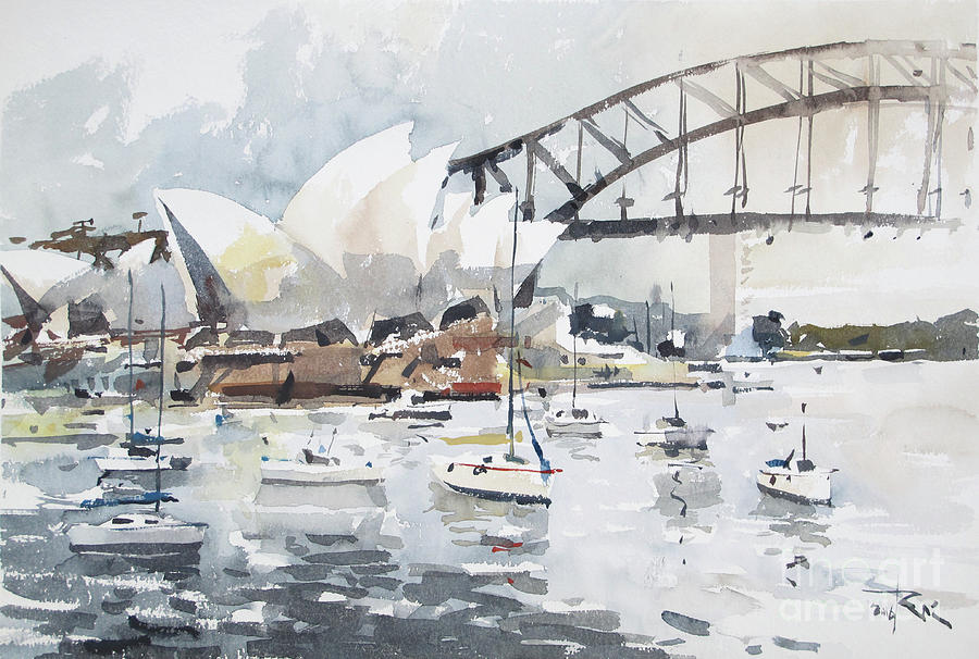 Sydney Opera  Painting by Tony Belobrajdic