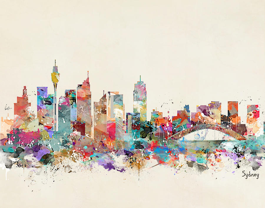 Sydney Skyline Painting - Sydney Skyline Australia by Bri Buckley