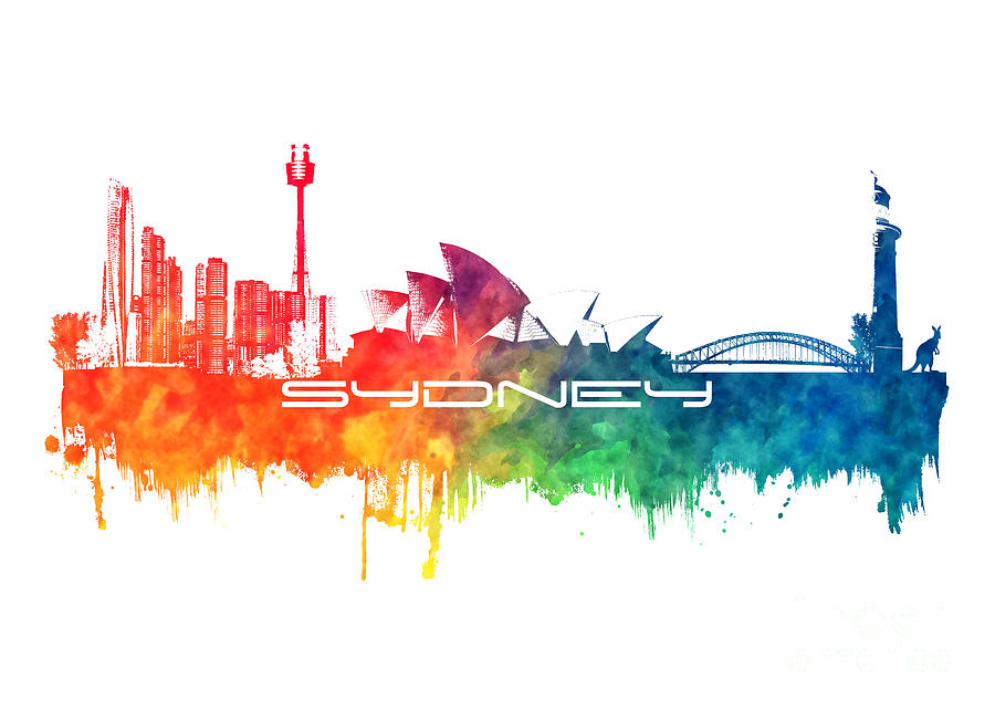 Sydney skyline city color Digital Art by Justyna Jaszke JBJart