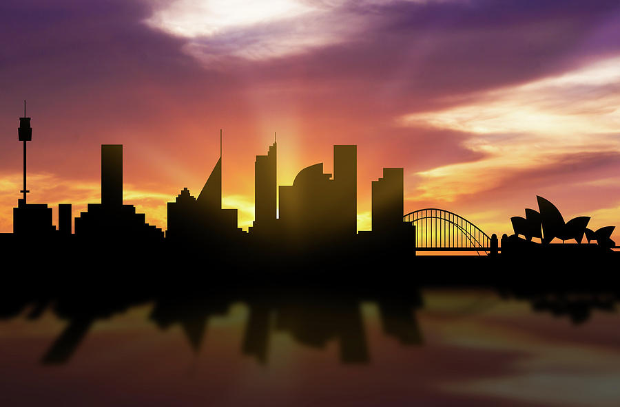 Sydney Skyline Sunset Ausy22 Digital Art