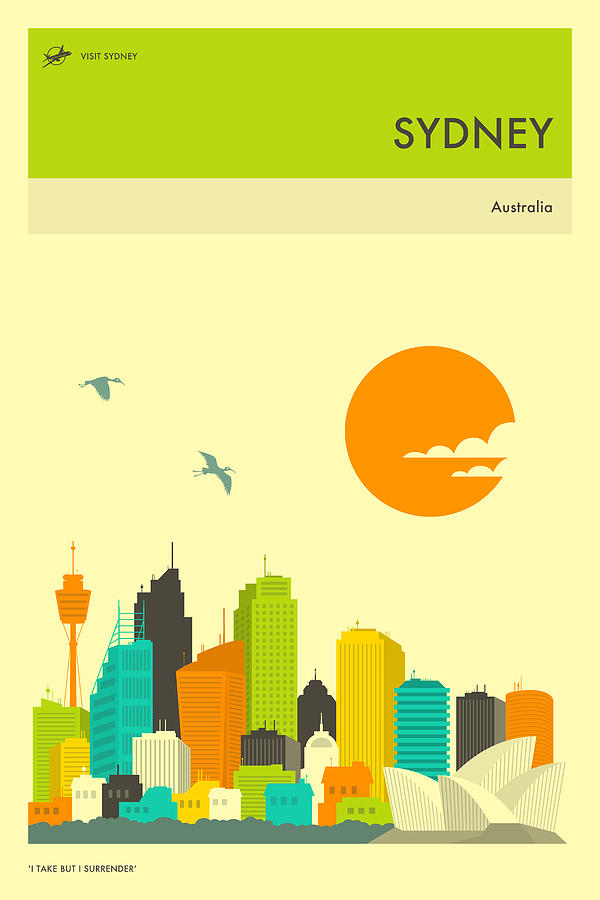 Sydney Skyline Digital Art - Sydney Travel Poster by Jazzberry Blue