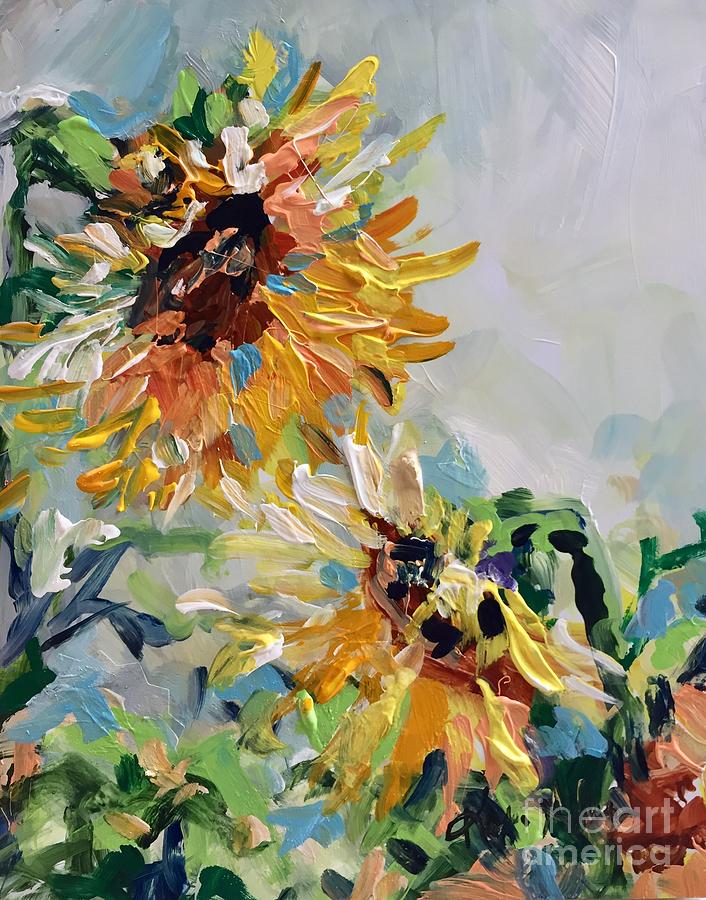 Sydneys Sunflower Painting by Karen Ahuja