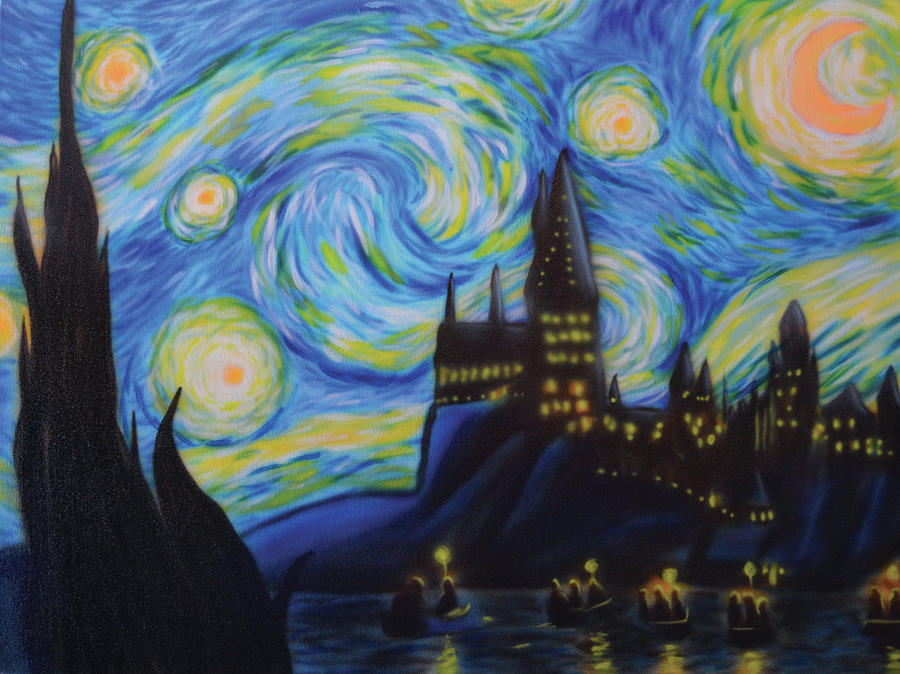 I found a super cool Hogwarts over starry night background paint by number  on ! Anyone can do these as long as you have a lot of patience! It's  $15 and called “