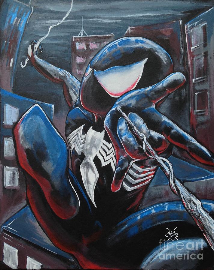 Symbiote Spider-Man  Painting by Tyler Haddox