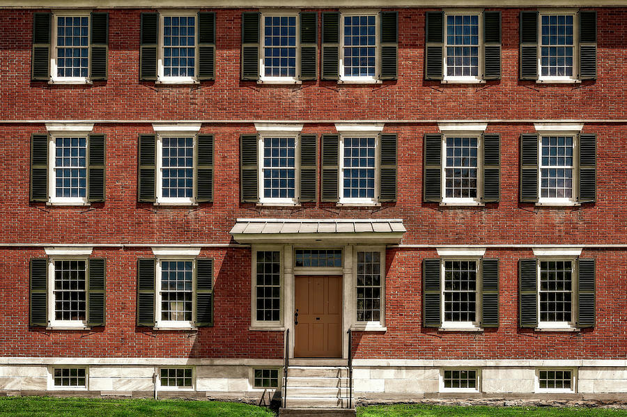 Symmetrical New England Style House  -  1830bricknewengbuilding184665 Photograph by Frank J Benz
