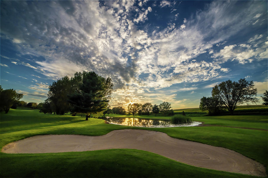 Symmetry - Evansville Country Club Golf Course Sunset Photograph by Peter Herman
