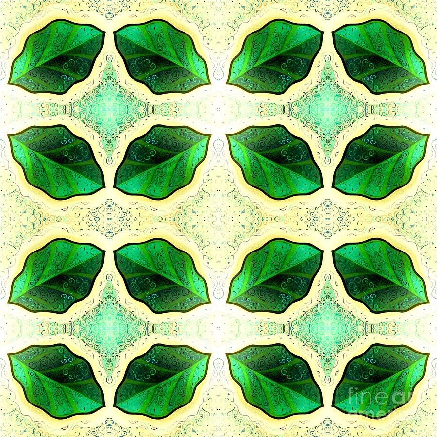Symmetry In Green Leaves Painting by Helena Tiainen