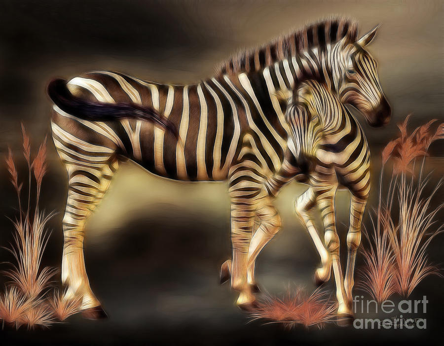 Zebra Digital Art - Sympathy by Jutta Maria Pusl