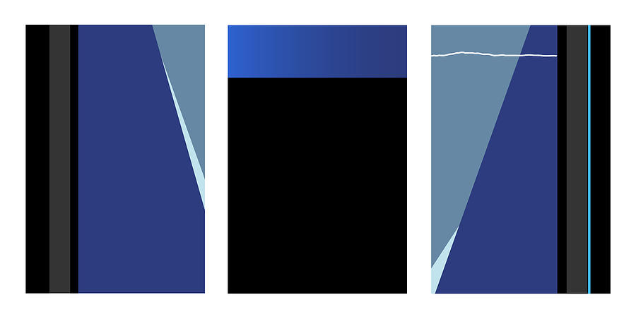 Symphony in Blue - Triptych 3 Digital Art by David Hargreaves