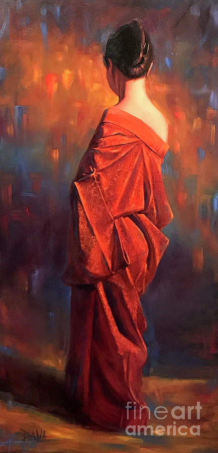 Woman Painting - Symphony in Red by Dana Lombardo
