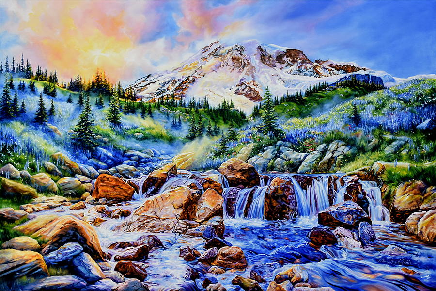 Mount Rainier National Park Painting - Symphony Of Silence by Hanne Lore Koehler