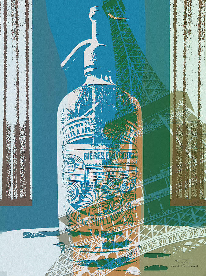 Paris Painting - Syphon bottle avec Eifel bleu by Joost Hogervorst