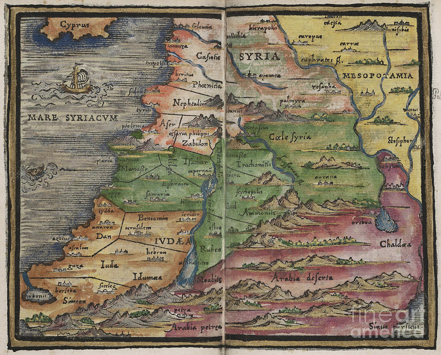 Syria map by Johannes Honter 1542 Photograph by Rick Bures