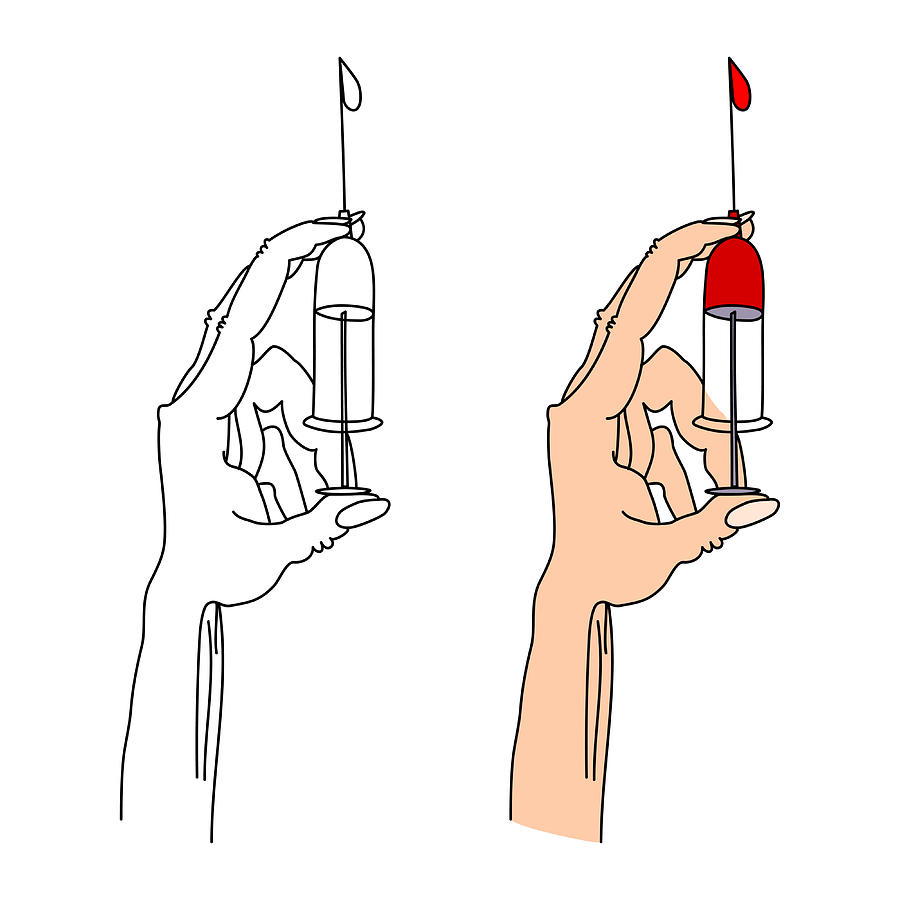 Рука держит шприц рисунок