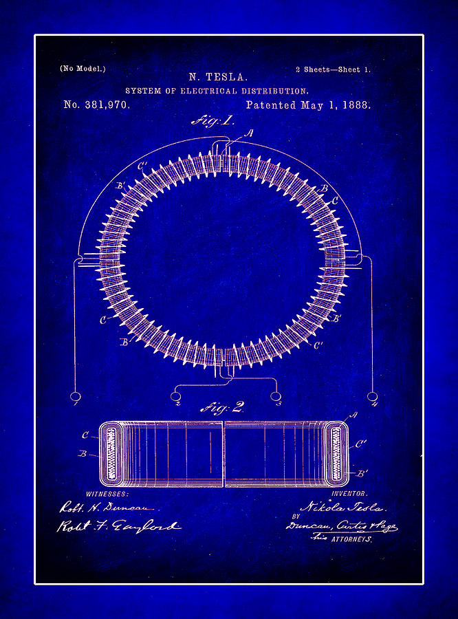 System of Electrical Distribution Patent Drawing 1c Mixed Media by ...