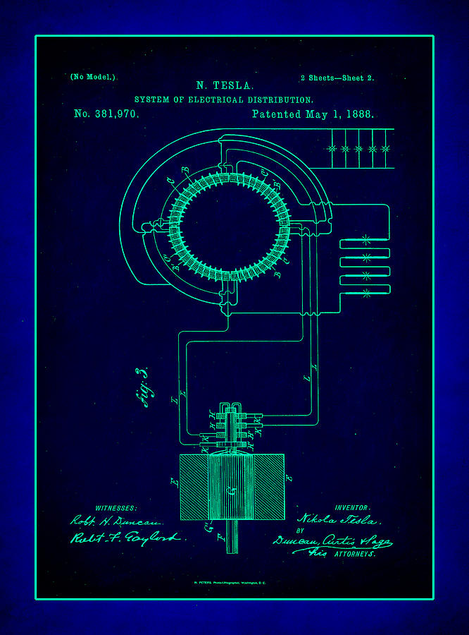 System of Electrical Distribution Patent Drawing 2a Mixed Media by Brian Reaves