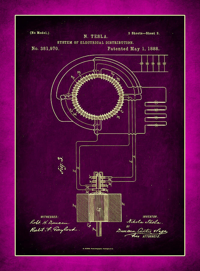 System of Electrical Distribution Patent Drawing 2c Mixed Media by Brian Reaves