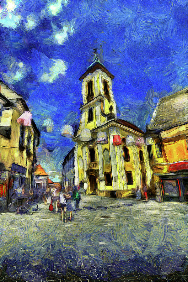 Szentendre Town Budapest Van Gogh Mixed Media by David Pyatt