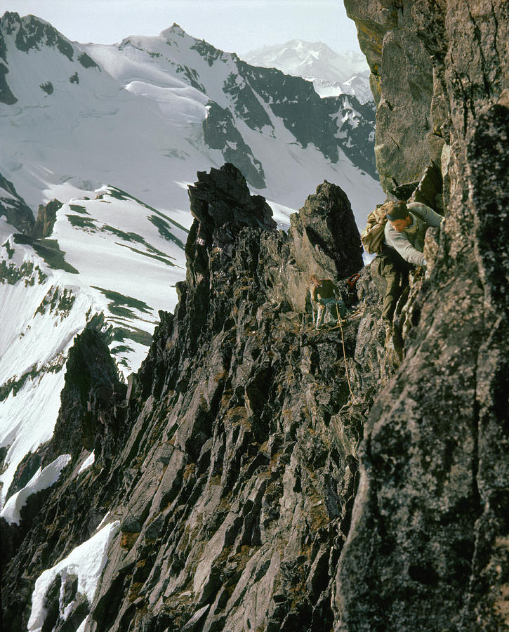 T-04401 Don Gordon and Fred Beckey on First Ascent East Ridge Forbidden Peak Photograph by Ed Cooper Photography