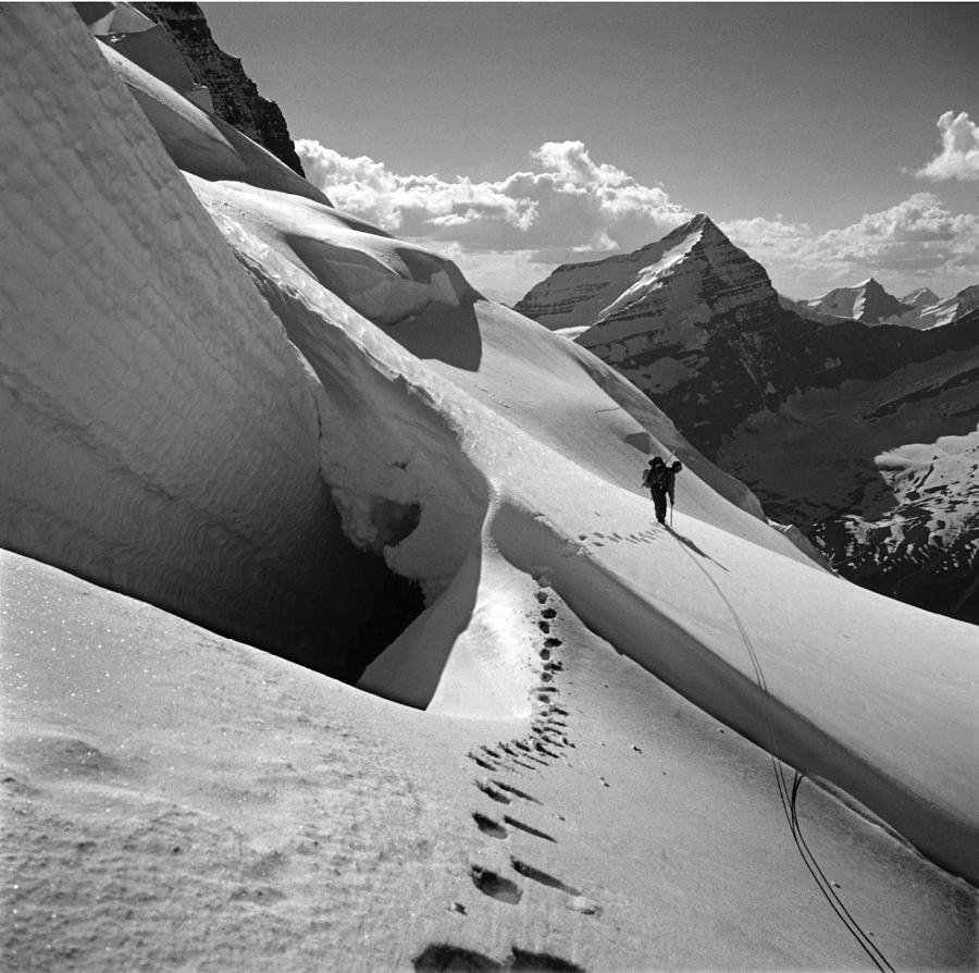 T-202410 BW Fred Beckey High on Berg Glacier Photograph by Ed Cooper Photography