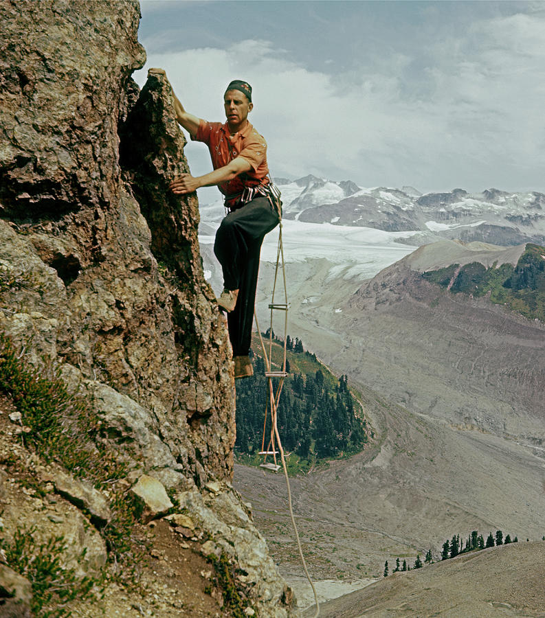 Mountain Photograph - T-902901 Fred Beckey Climbing by Ed Cooper Photography