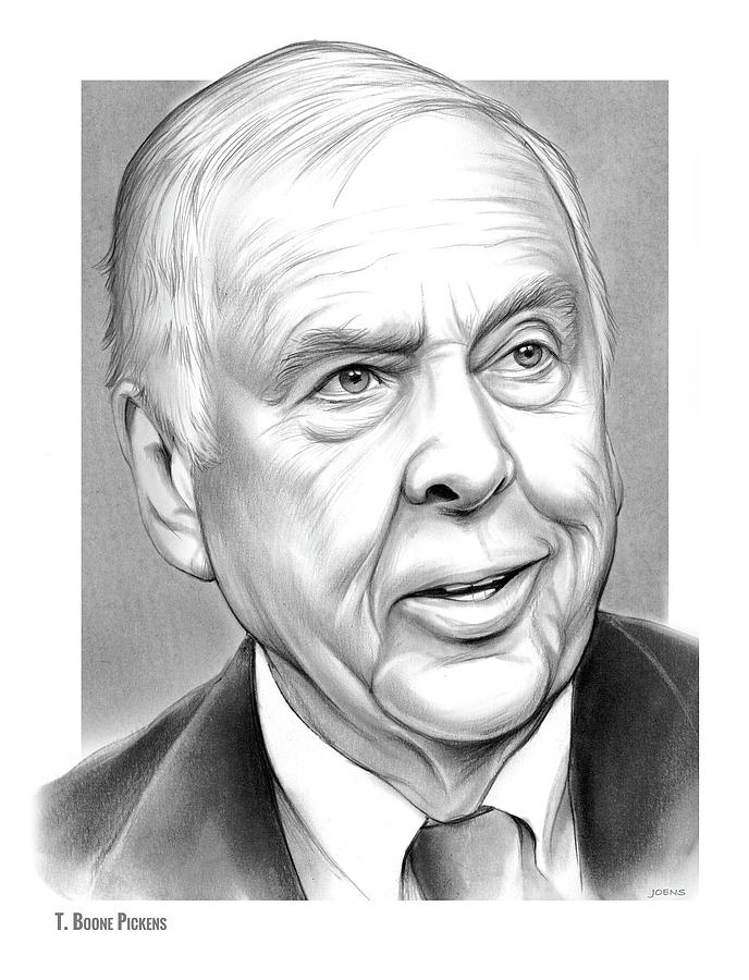 Business Drawing - T Boone Pickens by Greg Joens