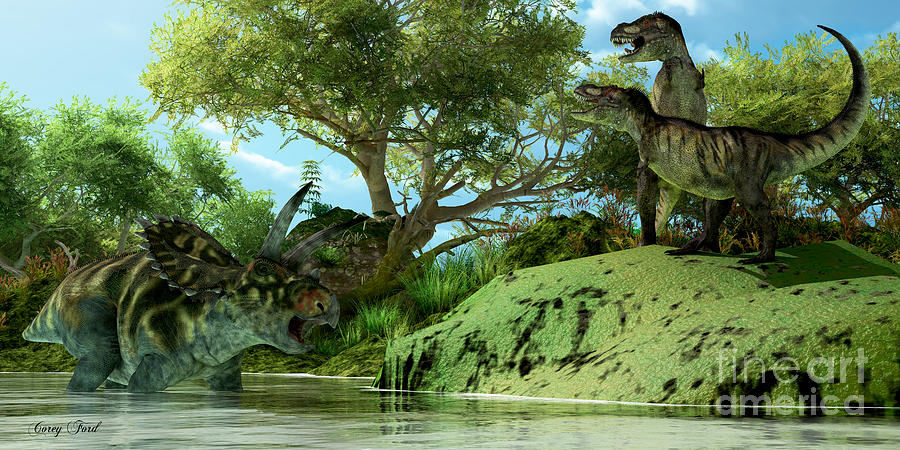 Prehistoric Painting - T-Rex Defiance by Corey Ford