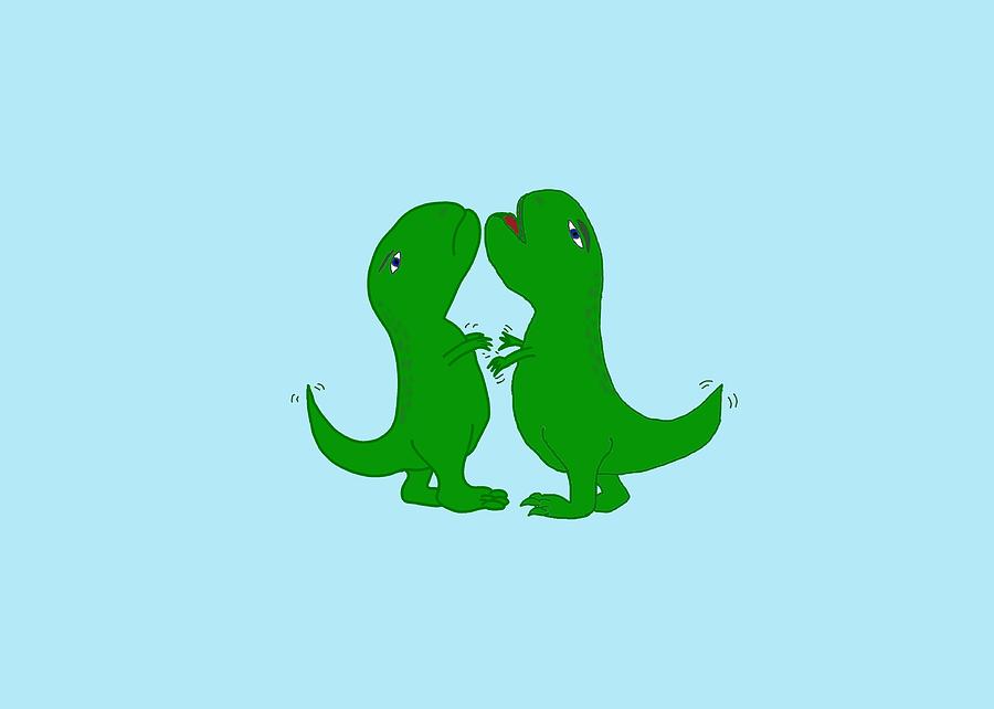 Dinosaur Digital Art - T-rex Fight by Tamera Dion