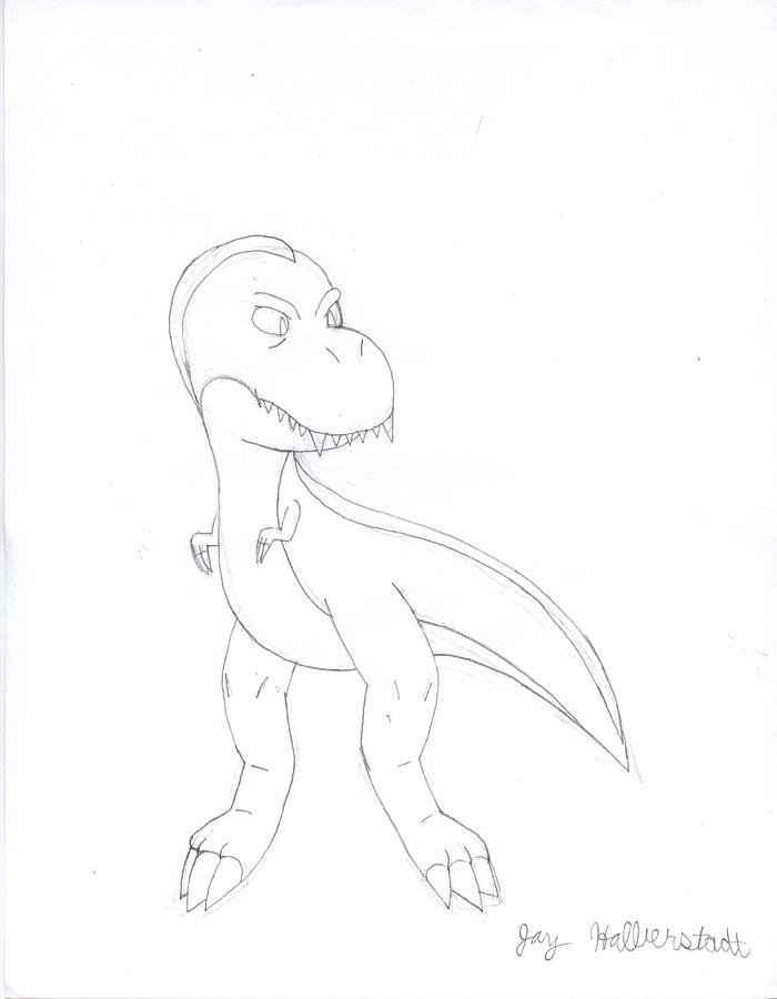 T-Rex Drawing by Jayson Halberstadt