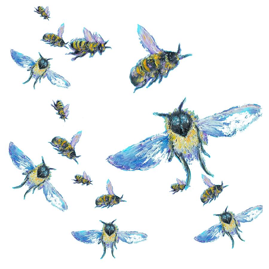 T-Shirt with bees design Painting by Jan Matson