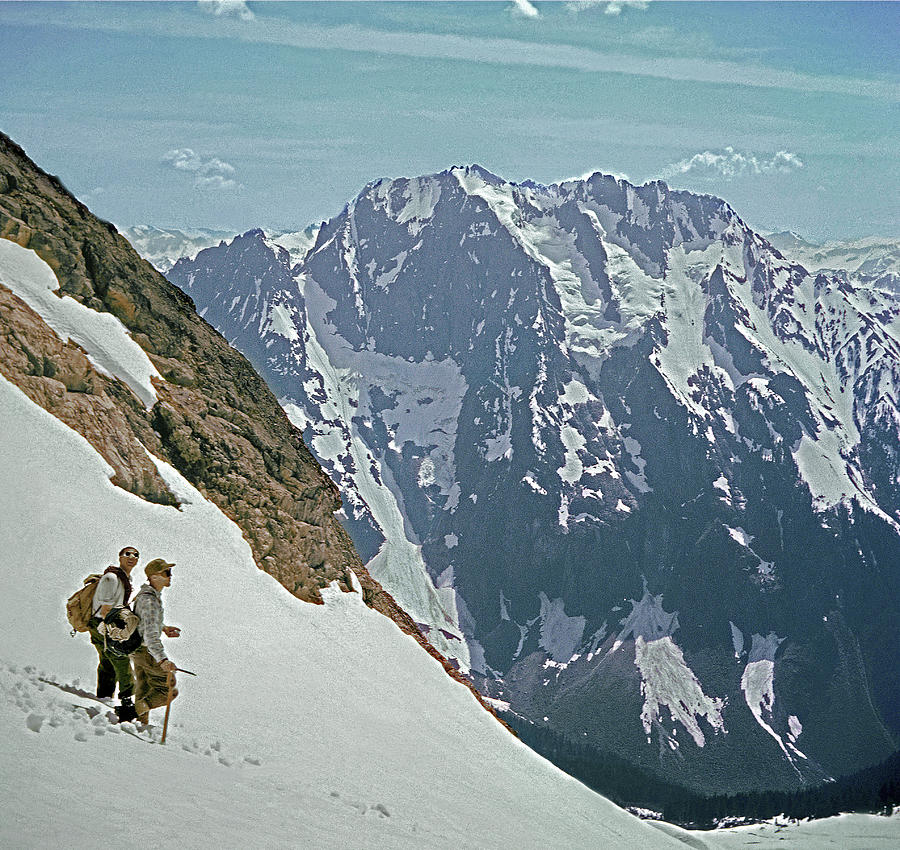 Mountain Photograph - T04402 Beckey and Hieb after Forbidden Peak 1st Ascent by Ed Cooper Photography