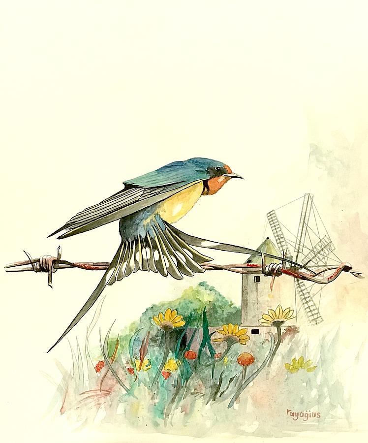 Swallow Painting - Ta Kola Barn Swallow by Ray Agius