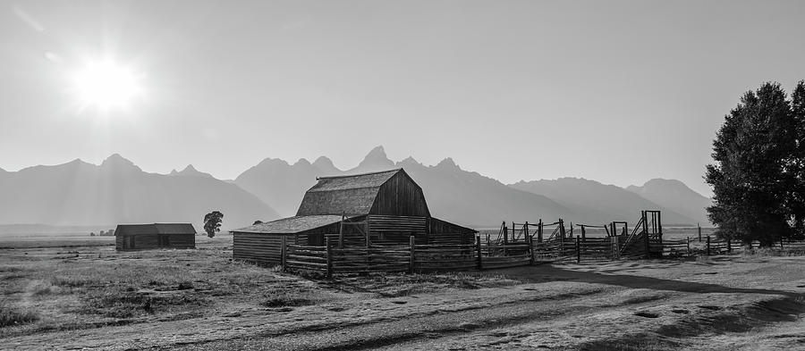 T.A Moulton Barn Panoramic Black and White Photograph by John McGraw