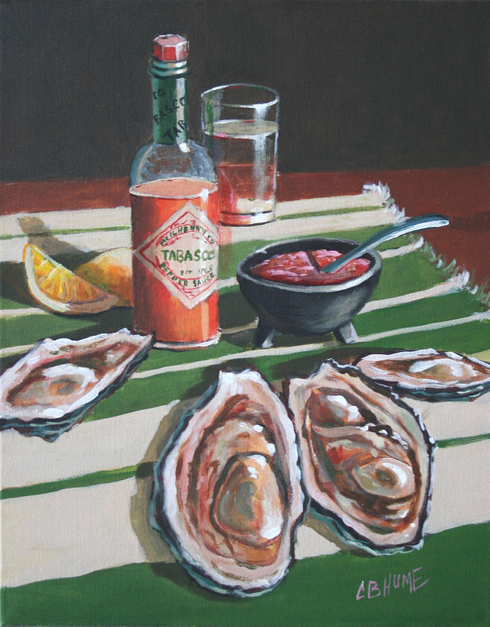 Louisiana Artist Painting - Tabasco And Oysters #2 by CB Hume