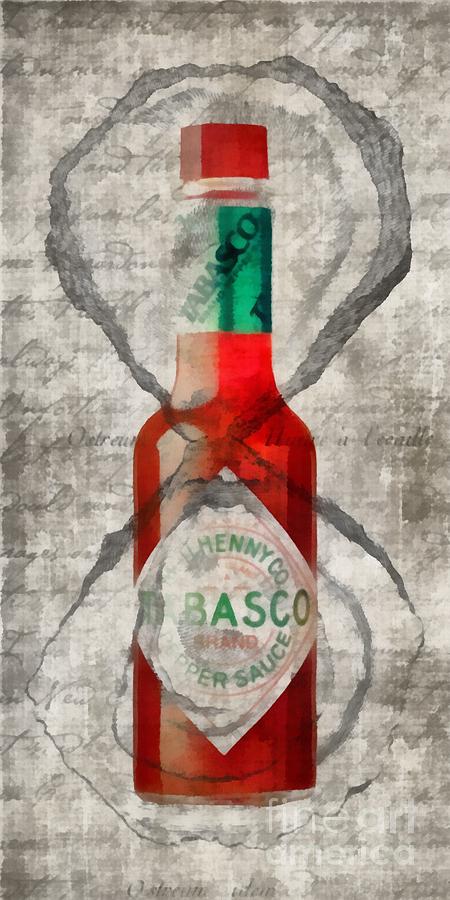 Tabasco Hot Sauce and Oysters Painting by Edward Fielding