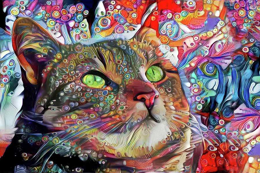 Tabby Cat Color Blast Digital Art by Peggy Collins