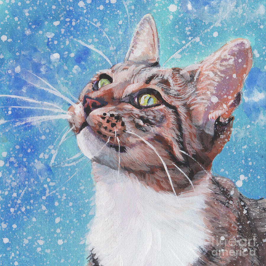 Tabby Cat in the Winter Painting by Lee Ann Shepard