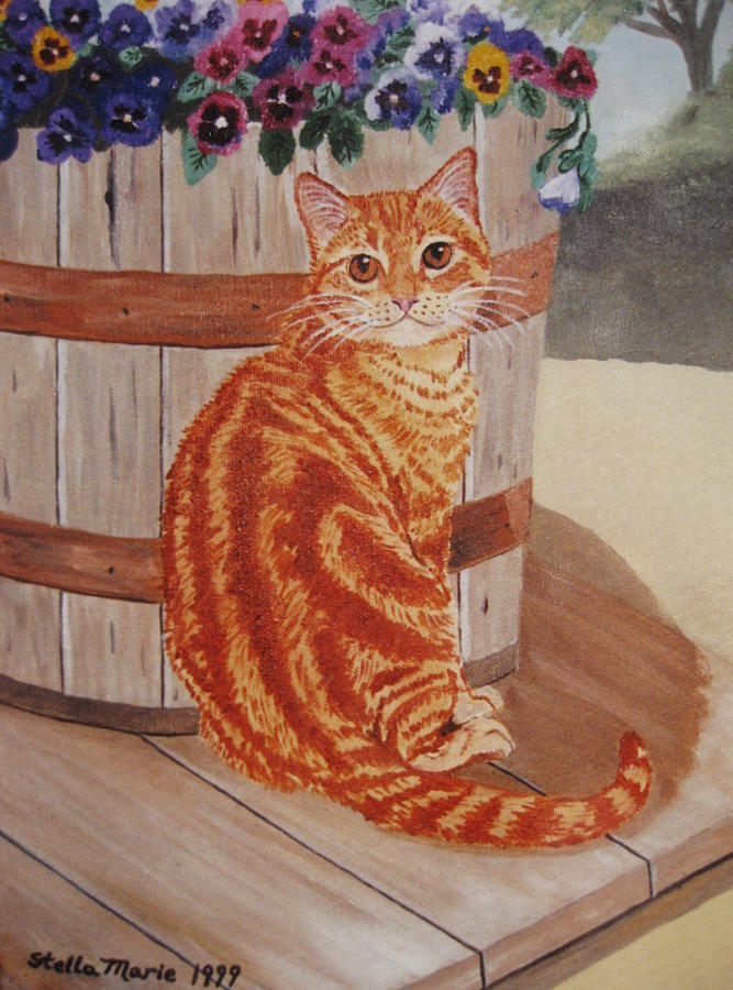 Orange Cat Painting - Tabby Cat by Stella Sherman