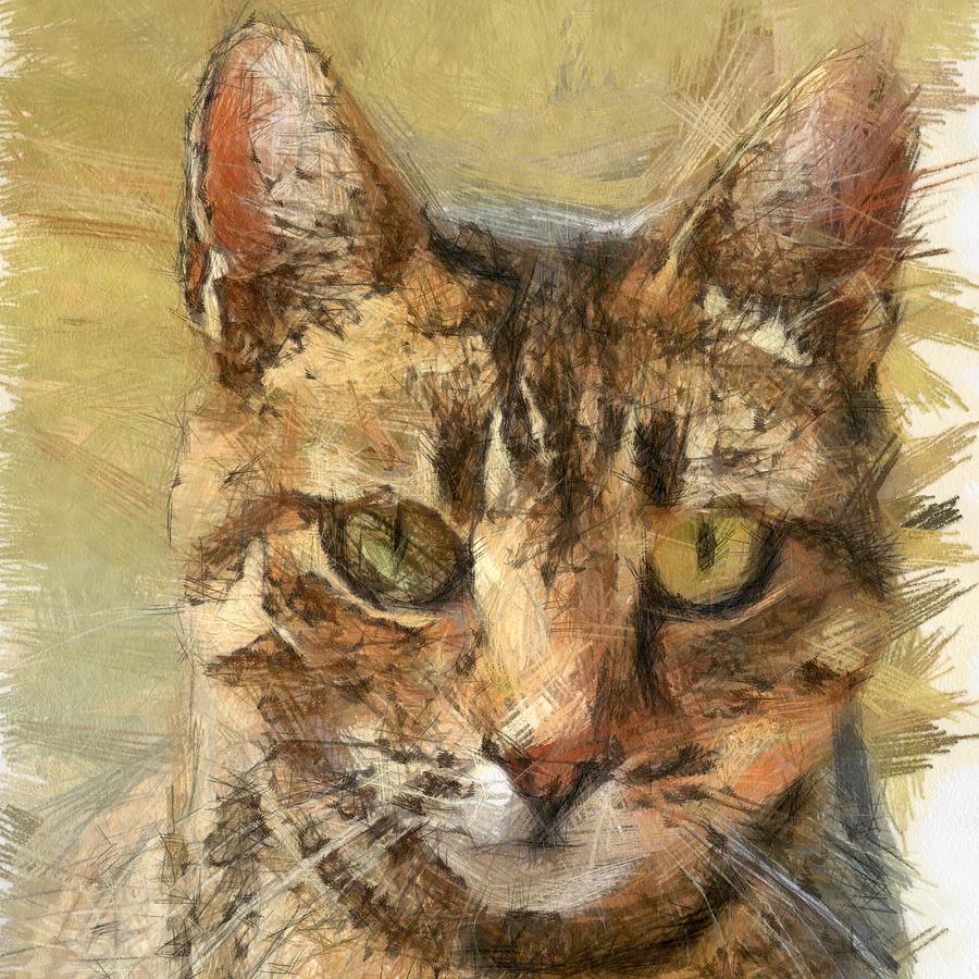 Tabby Cat Painting by Taiche Acrylic Art