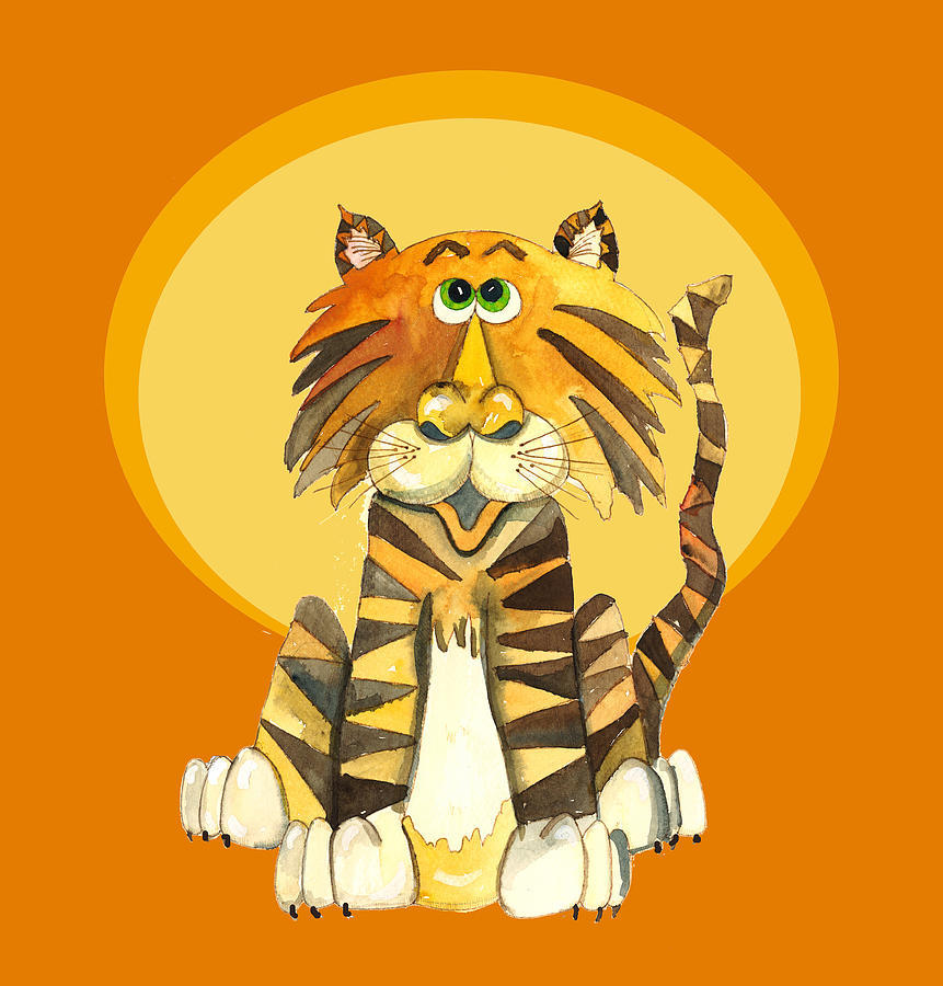 Happy Tiger in the Sun Painting by Shelley Wallace Ylst