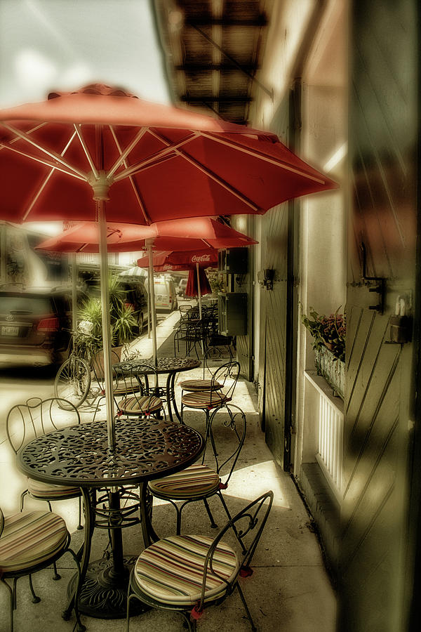 Umbrella Photograph - Table At New Orleans French Market Variation by Greg and Chrystal Mimbs