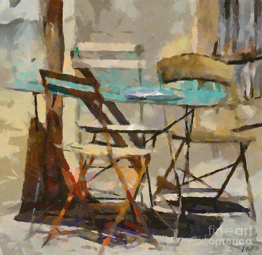 Table Bleue Au Soleil Painting by Dragica  Micki Fortuna