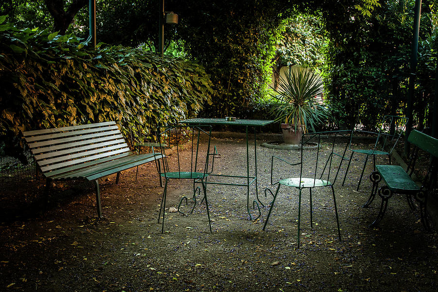 Table in the Park Photograph by Andrew Soundarajan
