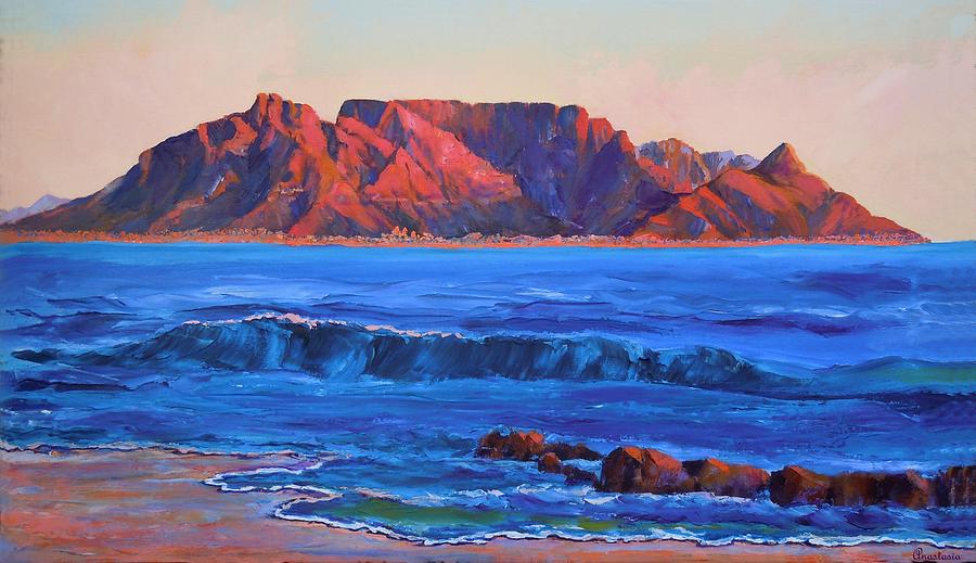 Table Mountain Aglow Painting by Anastasia Savage Ealy