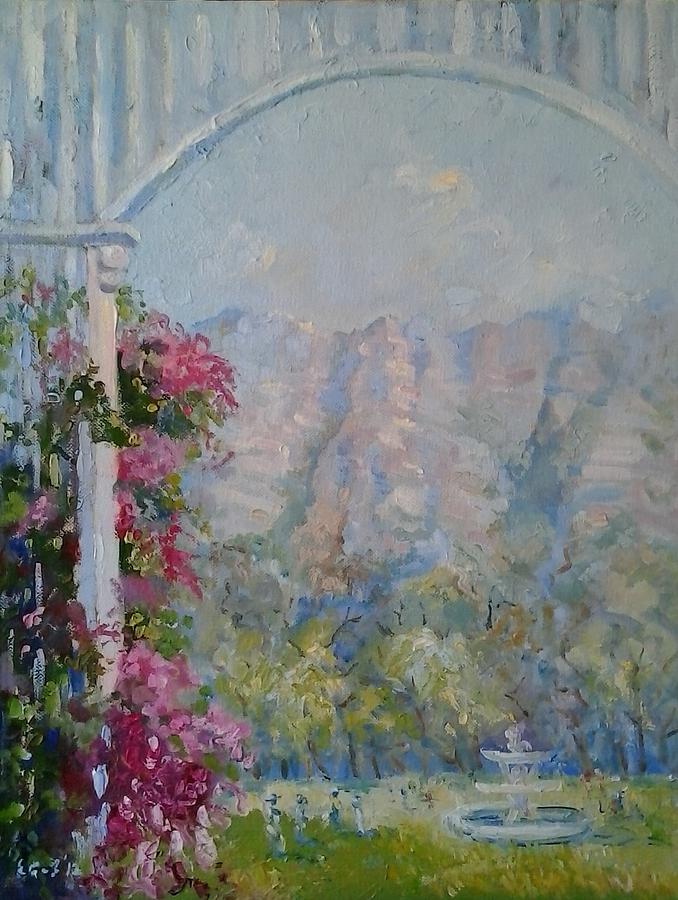 Table Mountain from the Vineyard Hotel Painting by Elinor Fletcher