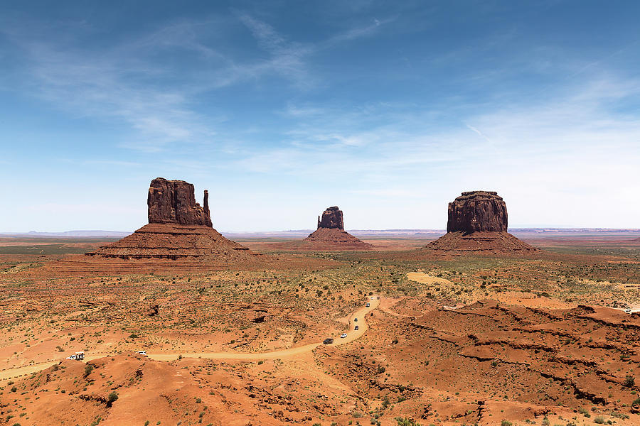 table mountains in Monument Valley from the Visitor Center, show ...