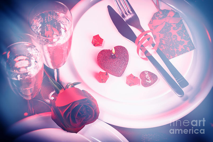Table setting for Valentines day Photograph by Anna Om
