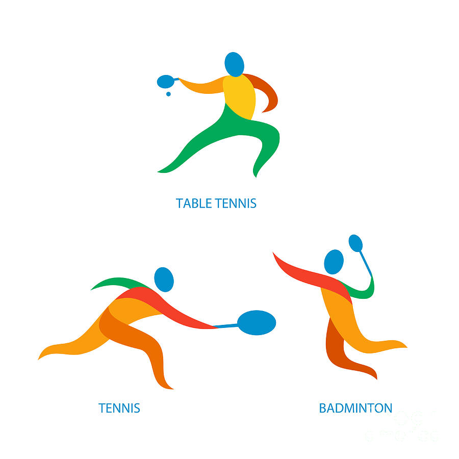 Tennis Digital Art - Table Tennis Badminton Icon by Aloysius Patrimonio